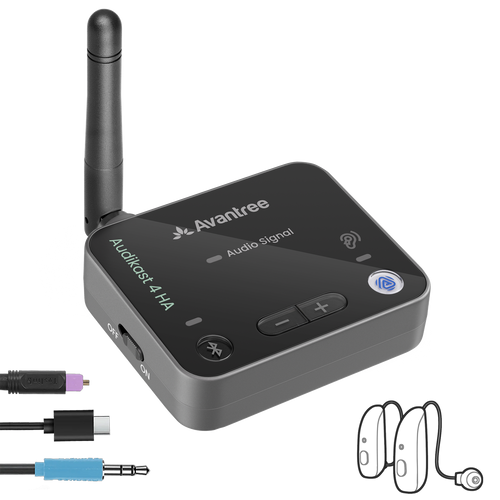 Audikast 4HA Bluetooth & Auracast TV Transmitter. Optimized for Hearing Aids